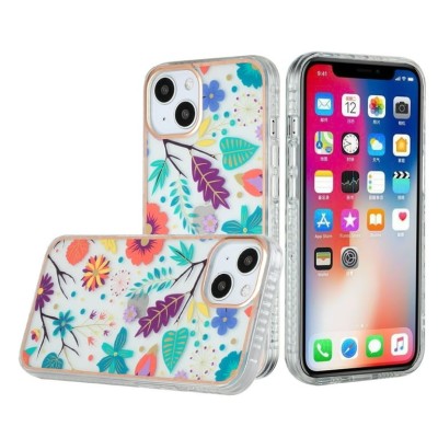 For Apple iPhone 11 (XI6.1) Beautiful 3in1 Floral Epoxy Design Hybrid Case Cover - D