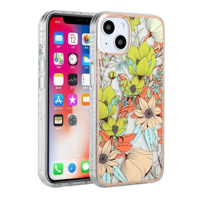For Apple iPhone 11 (XI6.1) Beautiful 3in1 Floral Epoxy Design Hybrid Case Cover - J