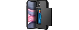 For Apple iPhone 11 (XI6.1) Business Multiple Card Holder (Upto 5 Cards) Shockproof Hybrid Case Cover - Black