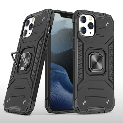 For Apple iPhone 11 (XI6.1) CARD Holster with Kickstand Clip Hybrid Case Cover - Black