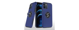 For Apple iPhone 11 (XI6.1) CHIEF Oil Painted Magnetic Ring Stand Hybrid Case Cover - Dark Blue