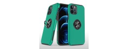 For Apple iPhone 11 (XI6.1) CHIEF Oil Painted Magnetic Ring Stand Hybrid Case Cover - Dark Green