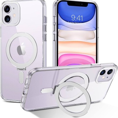 For Apple iPhone 11 (XI6.1) CHIEF Oil Painted Magnetic Ring Stand Hybrid Case Cover - Silver