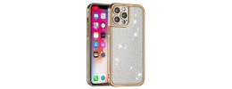 For Apple iPhone 11 (XI6.1) Chromed Edge Glitter Star TPU Thick Cover Case - Rose Gold