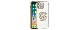For Apple iPhone 11 (XI6.1) Chromed Logo Bling Glitter Ornaments Transparent Hybrid Case Cover - BowKnot Black
