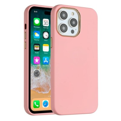 For Apple iPhone 11 (XI6.1) Classy Slick Chromed Around Hybrid Case Cover - Hot Pink