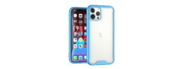 For Apple iPhone 11 (XI6.1) Colored Shockproof Transparent Hard PC TPU Hybrid Case Cover - Clear/Blue