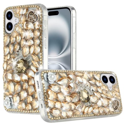 For Apple iPhone 11 (XI6.1) Full Diamond with Ornaments Hard TPU Case Cover - Colorful Ornaments with Heart