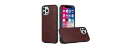 For Apple iPhone 11 (XI6.1) Hard PU Leather Croc Design Hybrid Case Cover - Black