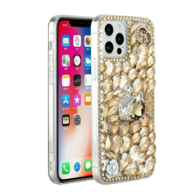 For Apple iPhone 11 (XI6.1) Jewel Full Diamond Bling Case Cover - Gold