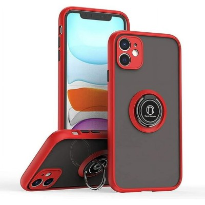For Apple iPhone 11 (XI6.1) Lone Unique Magnetic Ring Stand Hybrid - Red