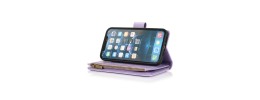 For Apple iPhone 11 (XI6.1) Luxury Wallet Card ID Zipper Money Holder Case Cover - Lavender