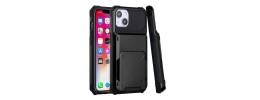 For Apple iPhone 11 (XI6.1) Multiple Card Holder Kickstand Hybrid Case Cover - Black