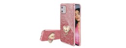 For Apple iPhone 11 (XI6.1) Passion Square Hearts IMD Design with Diamond Ring Stand Case Cover - A