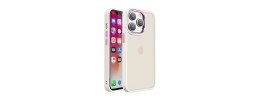 For Apple iPhone 11 (XI6.1) Polished Oil Thick Acrylic Metal Button Hybrid Case Cover - Beige