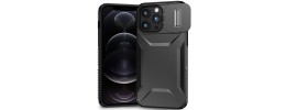 For Apple iPhone 11 (XI6.1) Polished Oil Thick Acrylic Metal Button Hybrid Case Cover - Black