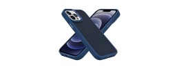 For Apple iPhone 11 (XI6.1) Polished Oil Thick Acrylic Metal Button Hybrid Case Cover - Dark Blue