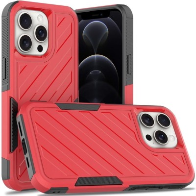 For Apple iPhone 11 (XI6.1) Premium PU Leather Square Heart Hybrid Case - Red