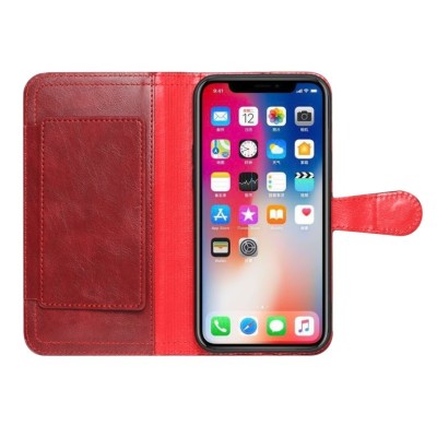 For Apple iPhone 11 (XI6.1) Premium Wallet MultiCard Holder Money Zipper With Magnetic Flap - Red