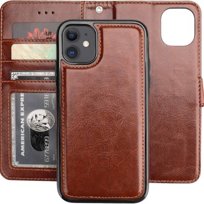 For Apple iPhone 11 (XI6.1) Retro Wallet Card Holder Case Cover - Brown
