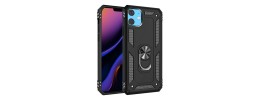 For Apple iPhone 11 (XI6.1) Ring Magnetic Kickstand Hybrid Case Cover - Black