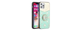 For Apple iPhone 11 (XI6.1) SQUARE Passion Glitter Diamond Ring Stand Case Cover - Floral Design Purple