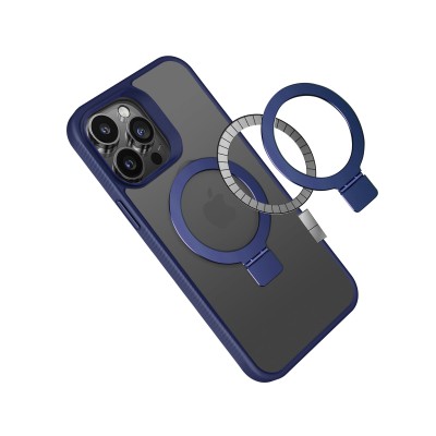 For Apple iPhone 11 (XI6.1) Skin Touch Feel HQ [Magnetic Circle] Kickstand Hybrid - Blue