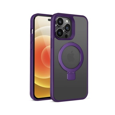 For Apple iPhone 11 (XI6.1) Skin Touch Feel HQ [Magnetic Circle] Kickstand Hybrid - Purple