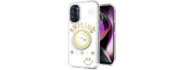 For Apple iPhone 11 (XI6.1) Smiling Glitter Ornament Bling With Ring Stand Hybrid Case Cover - White