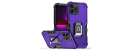 For Apple iPhone 11 (XI6.1) Superior 3in1 Magnetic Ring Stand Case Cover - Bright Purple