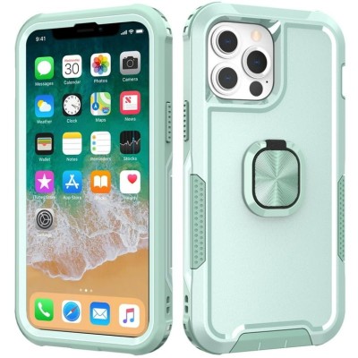 For Apple iPhone 11 (XI6.1) Superior 3in1 Magnetic Ring Stand Case Cover - Teal
