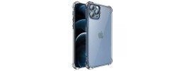 For Apple iPhone 11 (XI6.1) Transparent Clear Hybrid with Matching Metal Buttons and Camera Protection - Dark Blue