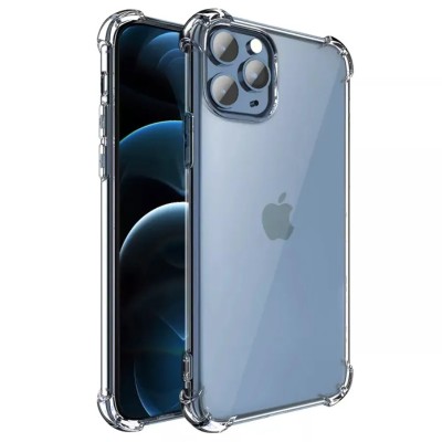 For Apple iPhone 11 (XI6.1) Transparent Clear Hybrid with Matching Metal Buttons and Camera Protection - Dark Blue
