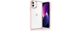 For Apple iPhone 11 (XI6.1) Transparent Clear Hybrid with Matching Metal Buttons and Camera Protection - Rose Gold