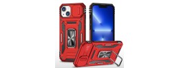 For Apple iPhone 11 (XI6.1) Utter Tough Metal Ring Movable Camera Window Hybrid Case Cover - Red