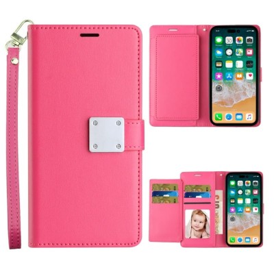 For Apple iPhone 11 (XI6.1) Wallet ID Card Holder Case Cover - Hot Pink