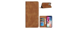 For Apple iPhone 11 (XI6.1) Wallet Premium PU Vegan Leather ID Card Money Holder with Magnetic Closure - Brown