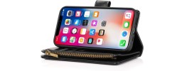 For Apple iPhone 11 (XI6.1) Wallet Premium PU Vegan Leather ID Multiple Card Holder Money with Strap - Black