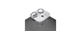 For Apple iPhone 12 Diamond Bling Camera Lens Full Tempered Glass - Silver