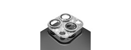 For Apple iPhone 12 Pro Diamond Bling Camera Lens Full Tempered Glass - Silver