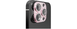 For Apple iPhone 12 Pro Diamond Bling Camera Lens Full Tempered Glass - Pink