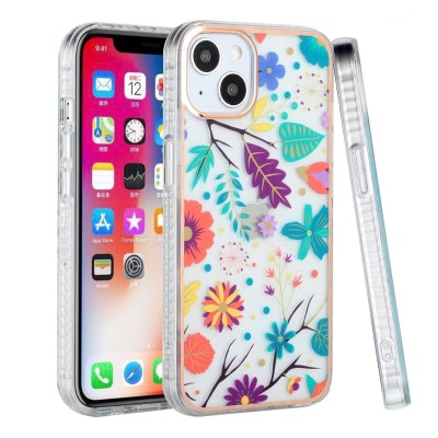 For Apple iPhone 12 Pro Max 6.7 Bliss Floral Solid Design Hybrid Cover Case - Floral A
