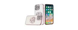 For Apple iPhone 12 Pro Max 6.7 Chromed Logo Bling Glitter Ornaments Transparent Hybrid Case Cover - BowKnot Blue