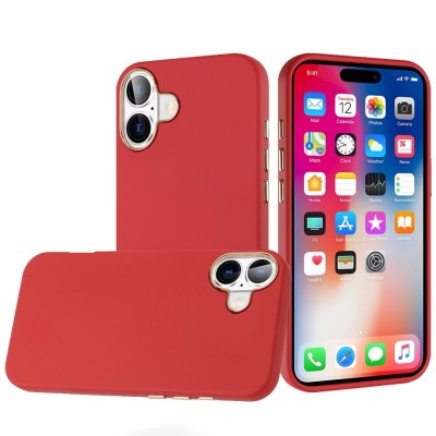 For Apple iPhone 12 Pro Max 6.7 Classy Slick Chromed Around Hybrid Case Cover - Red