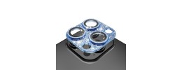 For Apple iPhone 12 Pro Max 6.7 Diamond Bling Camera Lens Full Tempered Glass - Blue