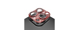 For Apple iPhone 12 Pro Max 6.7 Diamond Bling Camera Lens Full Tempered Glass - Red