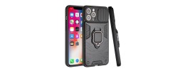 For Apple iPhone 12 Pro Max 6.7 Easy Viewing Kickstand Camera Protection Hybrid Case Cover - Black