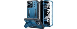 For Apple iPhone 12 Pro Max 6.7 Easy Viewing Kickstand Camera Protection Hybrid Case Cover - Blue