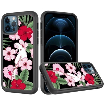 For Apple iPhone 12 Pro Max 6.7 Exotic ShockProof Design Hybrid Case Cover - Blooming Rose