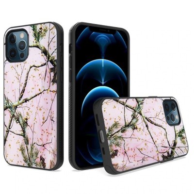 For Apple iPhone 12 Pro Max 6.7 Exotic ShockProof Design Hybrid Case Cover - Pink Floral